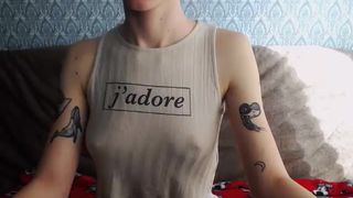 Tatooed girl with good small tits.... 1