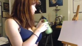 Karaste gets topless and paints