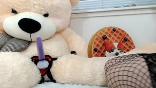 fiery_redhead - fucks a teddy bear strapon