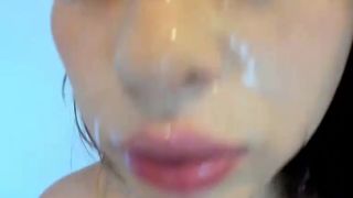 cum aftermath covered face