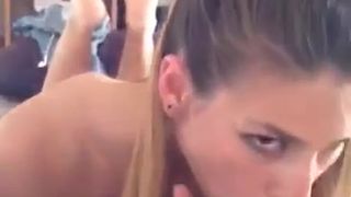 beauty gets naked sucks cock