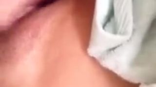 Asian girl fucking herself with an eggplant