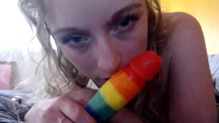 I'll Wear your Dick like Lipstick - Dildo Blowjob w Teen Slut Athena Asher