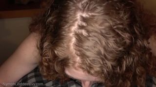 Redhead MILF Ivy gives Hubby a Quick no Hands BJ and Swallows