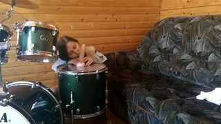 Dildo Riding on DRUMS! Drummer Doesnt know about it :)