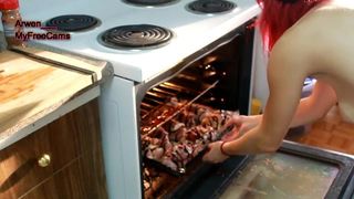 Naked Red Head Cooks Delicious Chicken