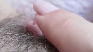 Extreme Close up on my Hairy Big Clit Pussy