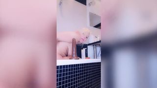 Dildo Sloppy Deepthroat, Riding and Ass to Mouth in Bathtub. Snapchat.