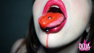 Stretched Tongue Piercing Mouth Fetish Popsicle Wet & Messy Drool PREVIEW