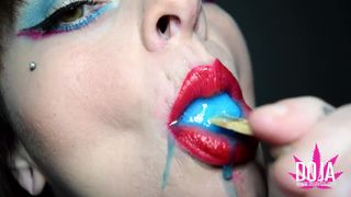 Stretched Tongue Piercing Mouth Fetish Popsicle Wet & Messy Drool PREVIEW