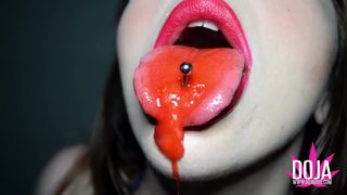 Stretched Pierced Tongue Mouth Fetish