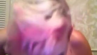 Nicki Skylar Gags and Sucks down the Pudding on a Huge Dildo