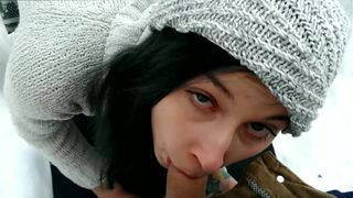 Cold Public Blowjob | POV, Cumshot, Facial