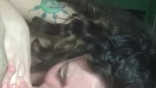 Teen with Pigtails Chokes on Cock