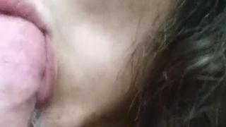 Close up Cum Dripping down my Chin while I Suck Hubby's Cock