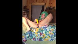 Emerald Sucks Banana & Insertion in Pussy