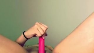 Creamy little Pink Pussy Squirts all over Pink Vibrator