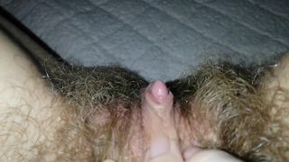 Playing with my Wet Hairy Big Clit Cummy Pussy Grool after Orgasm