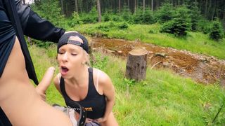 Random Hiker Catches Masturbating Girl in Public Facefuck and Anal Fuck her