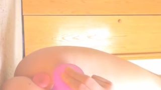 Teen Slut DPs her self with Toys