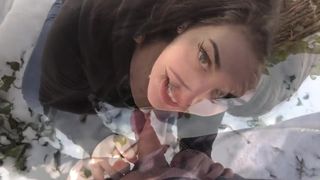 Sloppy Snowy Blizzard Blowjob in Public Trailer Gabbymonroe.com