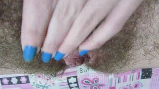 Rubbing my Huge Clitoris . Hairy Pussy Close up