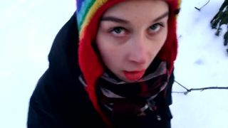 First Time PUBLIC Blowjob in Winter