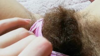 Playing with my Pussy Hair in Panties Close up