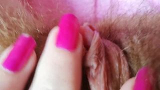 Close up on my Big Clit Hairy Pussy