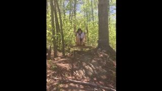 Tight School Girl Fools around on Swing