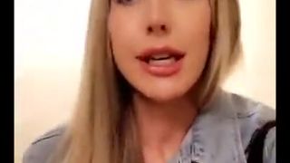 AndieAdams stairs public cum
