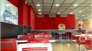 Sasha flash in fast food restaurant