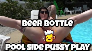 Public Outdoor Beer Bottle in Pussy Pool Side Gaberiella.manyvids.com