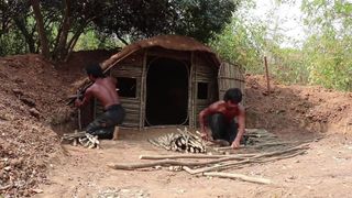 Build House underground Using wood | Primitive technology , Building Skill