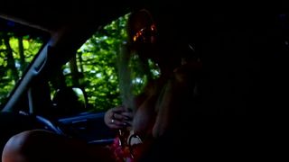Naked Tits with Piercings in the Car