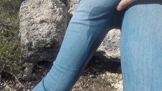 Wetting my Jeans Outdoors - Public Pee in Pants