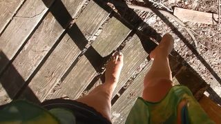 Blonde Halloween Peacock Sunbathing Striptease goes Wrong Possum Stops her