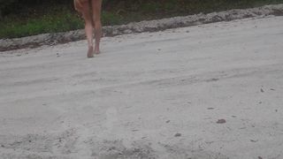 Checking Mail Swismiss Braids for Neighbor Risky Striptease on Public Road