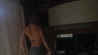 Blonde Public Striptease while Housesitting Takes Top off and Shows Face