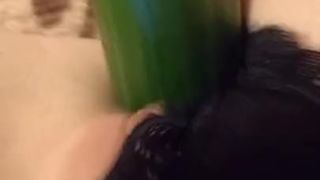 Fucking myself with a Huge Cucumber Til I Squirt