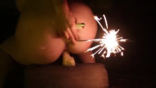 Crazy Redhead Cums in Public with Fireworks | freckledRED