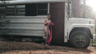 Squirting on A School Bus Outside! | freckledRED