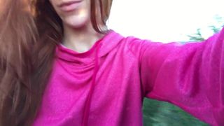 Exhibitionist freckledRED Rubs her Big Clit Outdoors until Moaning Orgasm