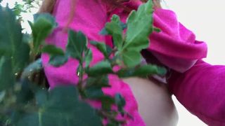 Exhibitionist freckledRED Rubs her Big Clit Outdoors until Moaning Orgasm