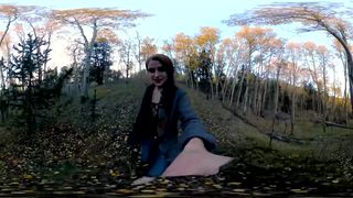 360vr Fucking myself with Bad Dragon Dildo under Yellow Aspens. freckledRED