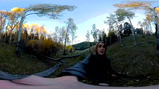 360vr Fucking myself with Bad Dragon Dildo under Yellow Aspens. freckledRED