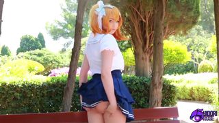 Honoka Kousaka Public Masturbation and Blowjob