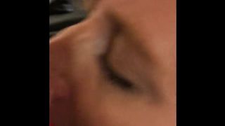 Blonde Short Hair MILF gets on her Knees and Takes a Throat Job