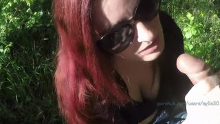 Slutty Redhead Blowjobs in the Forest