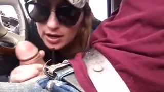 Cheating Wife gives Stranger Road Head Blowjob and Agrees to Fuck him